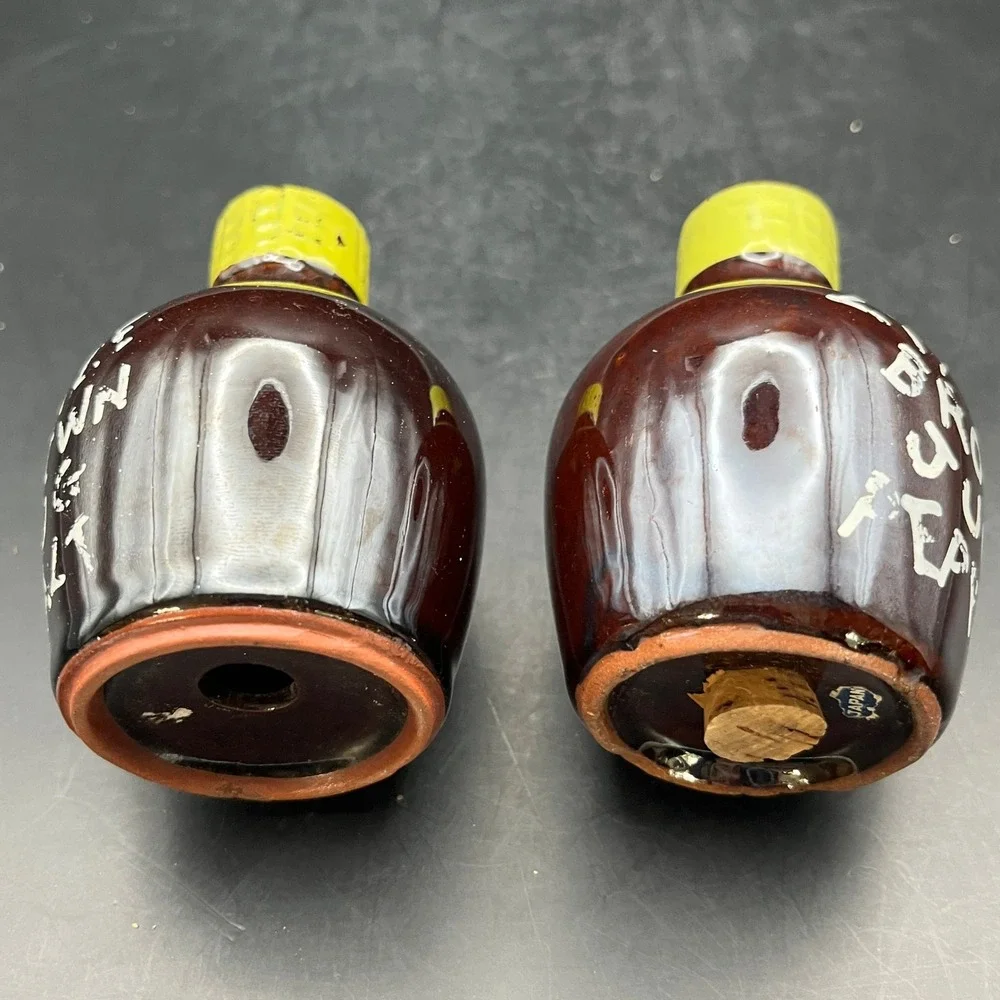 Vtg Little Brown Jug Salt & Pepper Shakers 3.75